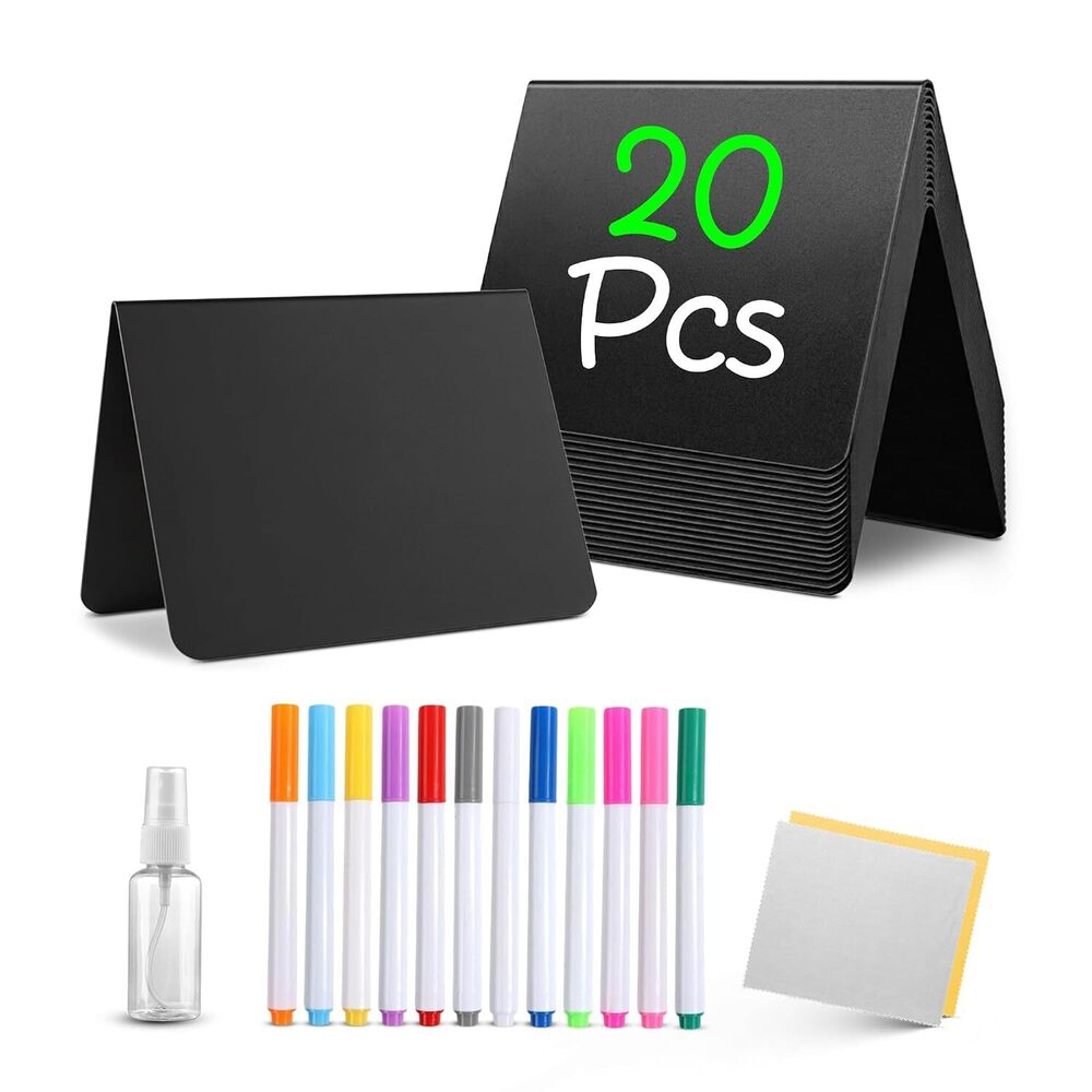 20 Pack Mini Chalkboard Signs for Food, 4”x3” Small Reusable Chalk Board Signs